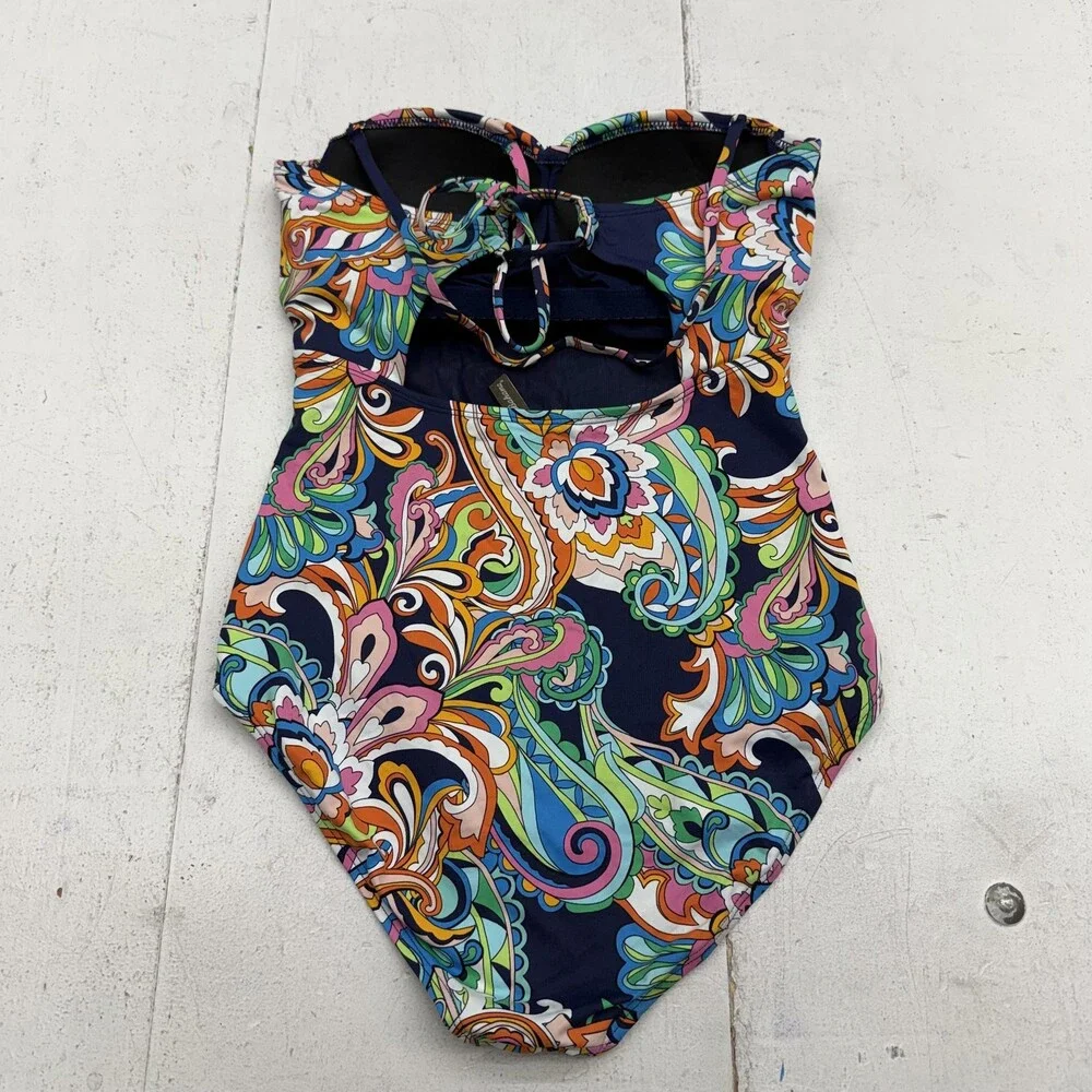Tommy Bahama Swimsuit Womens 6 Multicolor Paisley One Piece Halter Lined Stretch